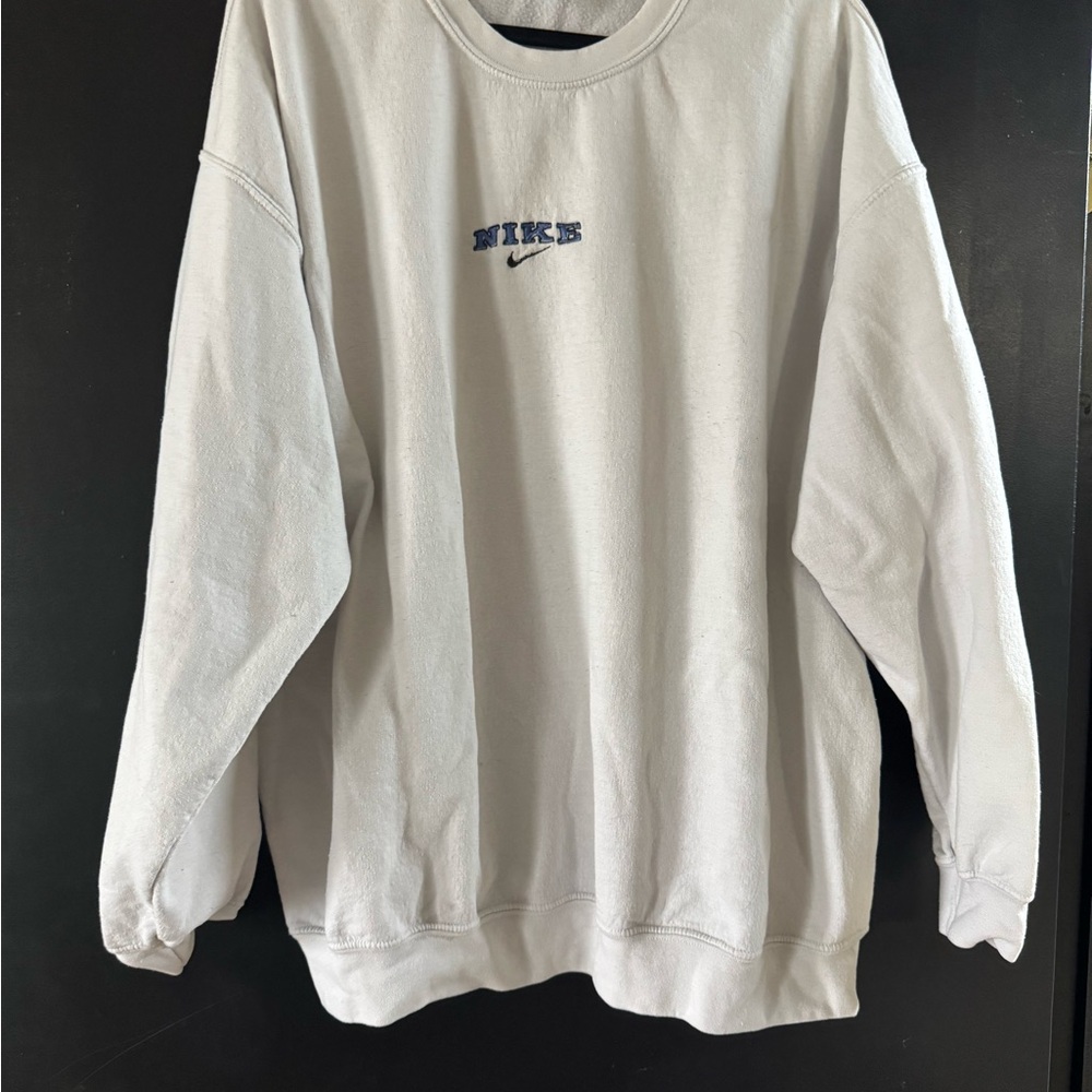 Gildan Gray Crewneck Sweater Soft Cotton Casual with Nike embroidered